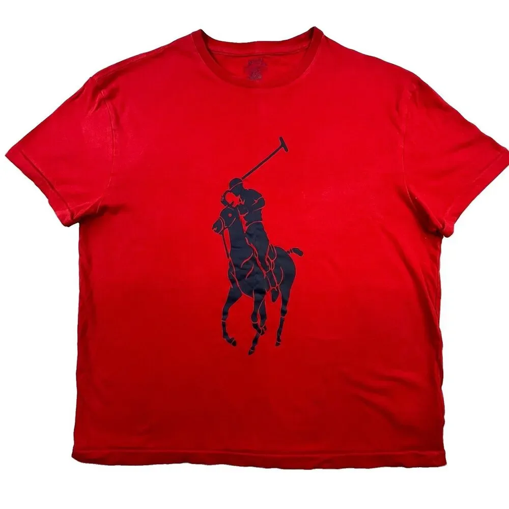 Polo Ralph Lauren T-Shirt Mens Mediums Red Big Pony Logo Graphic Tee Cotton